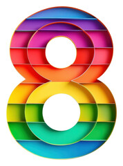 Obraz premium PNG Rainbow with number 8 symbol text disk