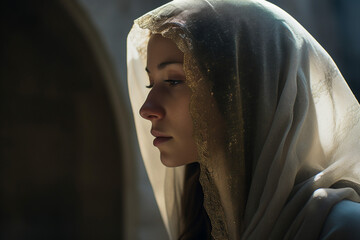 Relatives making Funeral ceremony Scene with coffin in church mourning generative AI