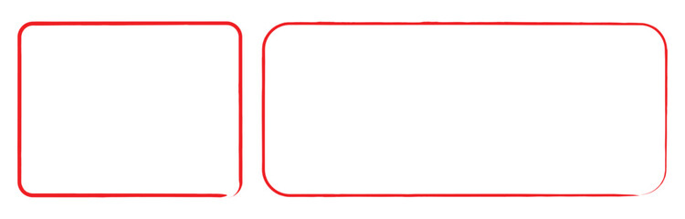 Obraz premium red brush painted ink stamp banner frame on white background. Painted by hand with a rough brush. Vector illustration. Eps file 375.