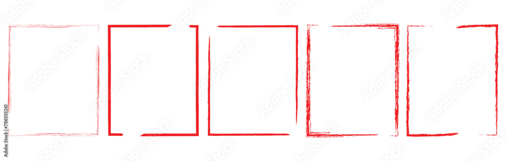 Aufkleber set of red brush painted ink stamp frames with place for your design element. vector illustration. e