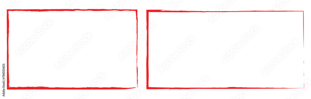 Aufkleber set of red brush painted ink stamp frames with place for your design element. vector illustration. e