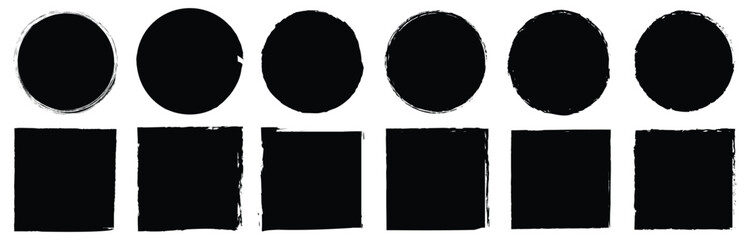 Grunge post stamp set, circles. Round, square, rectangular banners, backgrounds, boxes, frames, insignias, logos, icons, labels and badges collection. Vector illustration. Eps file 380.