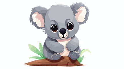 Vector illustration of funny grey koala on isolated