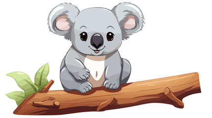 Vector illustration of funny grey koala on isolated
