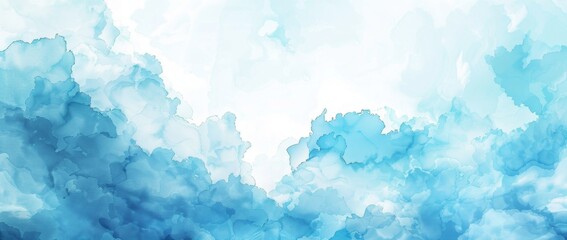 watercolor background sky blue and teal clouds abstract Generative AI - obrazy, fototapety, plakaty