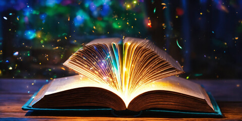 open book with lights,World Book Day
