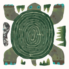 Turtle cartoon illustration , watercolor painting vector. cute animal artwork.