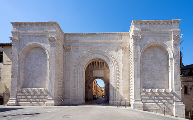 Porta di San Pietro in Perugia , Umbria, Italy , Renaissance arch by Agostino di Duccio from the 15th century

