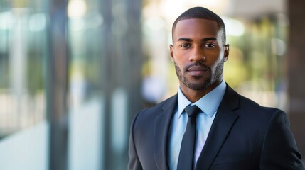 Fototapeta premium A portrait of a man in formal office attire, representing business professional fashion.