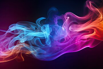 Obraz premium Colorful Blue and Purple Smoke Flowing on a Dark Background. Vapor Fog Waves and Smog Smooth Glowing Motion