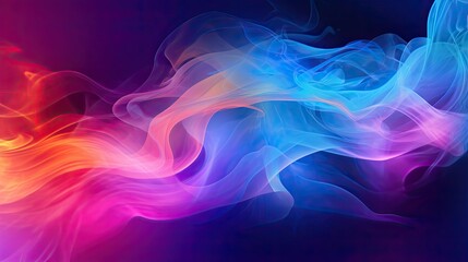 Colorful Blue and Purple Smoke Flowing on a Dark Background. Vapor Fog Waves and Smog Smooth Glowing Motion