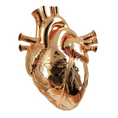 Golden luxury 3d heart .Human heart premium gold illustration