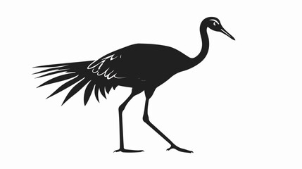 Walking bird exotic stencil black vector illustration