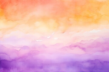 Obraz na płótnie Canvas Sunset Sky with Orange and Purple Puffy Clouds Rainbow Colorful Abstract Watercolor Background