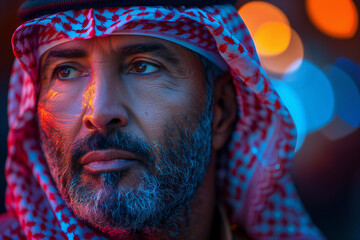 Portrait of a serious looking arabic person