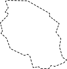 dash line drawing of tanzania map. - obrazy, fototapety, plakaty