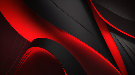 光線と光沢のある線を持つ抽象的な赤と黒のメタリックのイラスト。背景の金属フレームのデザイン。壁紙、バナー テンプレートのベクター デザイン現代デジタル技術コンセプト - obrazy, fototapety, plakaty