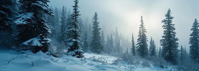 Winter Blizzard Landscape - obrazy, fototapety, plakaty