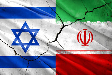 Flags of Israel and Iran together painted on the wall