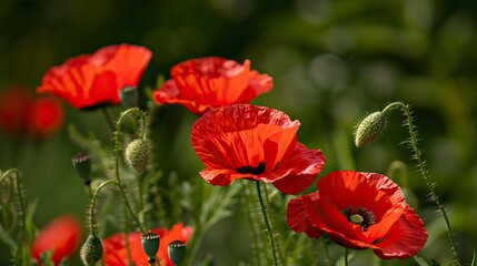 Obraz premium Free photo poppy flowers in nature, In remember of military veteran and Happy memorial day Celebration 