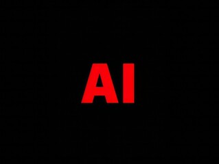 The word 'AI' in red on black background. - obrazy, fototapety, plakaty