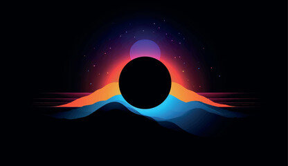 detailed illustration of a solar eclipse, space, fantasy illustration