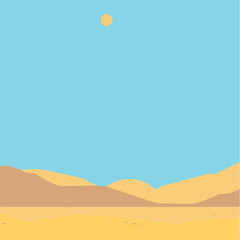 landscape vector, illustration, sun, desert, field, background, sand