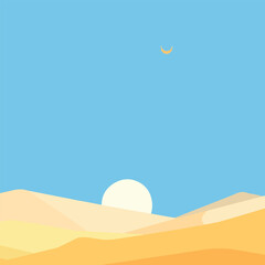 landscape vector, illustration, sun, desert, field, background, sand