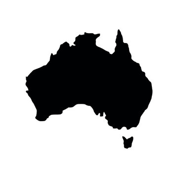 recommend clip art: black silhouette country borders map of Australia on white background of vector illustration
                    