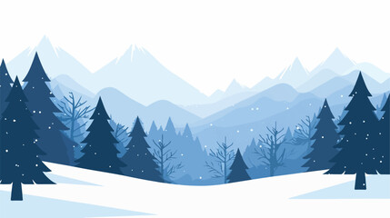 Winter background landscape christmas flat vector isolated