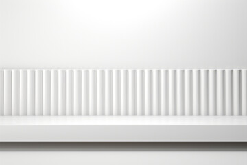 White shelf on white wall background. 3d illustration. Vector.