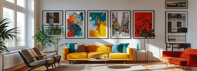 Vibrant Modern Living Room with Pop Art Gallery