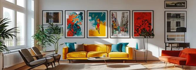 Foto auf Alu-Dibond Vibrant Modern Living Room with Pop Art Gallery © Andreas