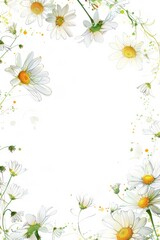Whimsical Daisy Frame with Green and Yellow Splashes