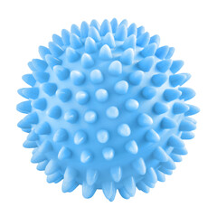 Blue massage spike ball isolated on white background