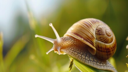 A Snail Crawling on a Plant