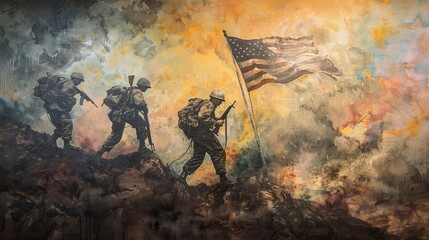 Naklejka premium Empty Canvas for Veterans Remembrance. In remember of military veteran and Happy memorial day Celebration 
