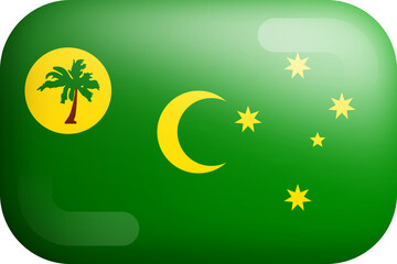 Cocos Islands Official National Flag Isolated 3D Glossy Rounded Icon