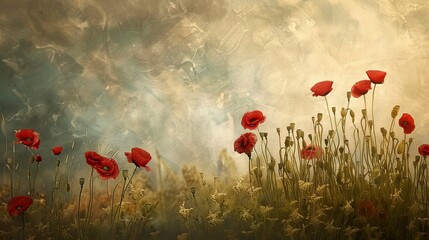 Fototapeta premium Empty Canvas for Veterans Remembrance. In remember of military veteran and Happy memorial day Celebration 