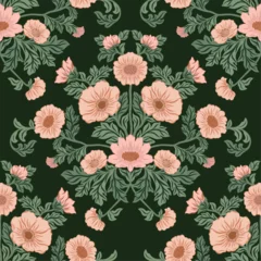 Gardinen Postcard or poster made from folk art elements. Folk vector illustration, floral frame on white background. Hand drawn folk flowers. Traditional motif © Evgeniia