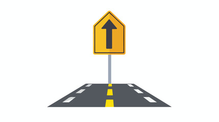 Yellow road sign icon. The road ahead flat vector isolated