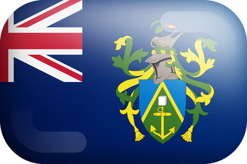 Pitcairn Islands Official National Flag Isolated 3D Glossy Rounded Icon
