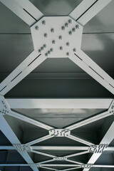 Metal structure of a railway bridge over Mures river in Arad county, Romania, Europe