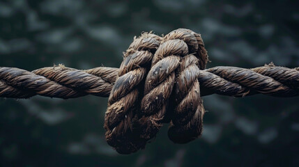 Fototapeta premium A close-up of a knotted rope, symbolizing the feeling of unity and strength
