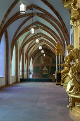 Gallery, Cloister of Franciscan monastery. Arch passage. Krakow, Poland.