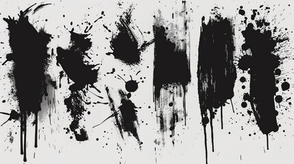 Gritty ink splatter brushes and strokes for artistic designs with raw creative elements - obrazy, fototapety, plakaty