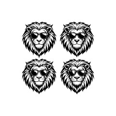 lion head with sunglasess vector