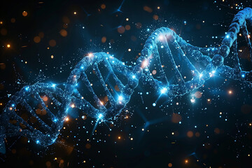 Abstract  DNA blue molecules background - obrazy, fototapety, plakaty