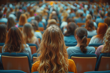 Student attending lecture in college
