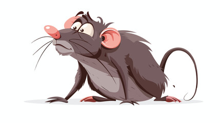 A cartoon illustration of an ugly rat looking tired. - obrazy, fototapety, plakaty
